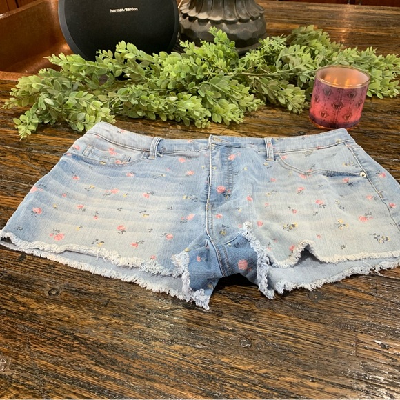 Cheeky High Waist Blue Jean Shorts Spandex Floral Cute 18 Frayed Wild Fable - Picture 2 of 15